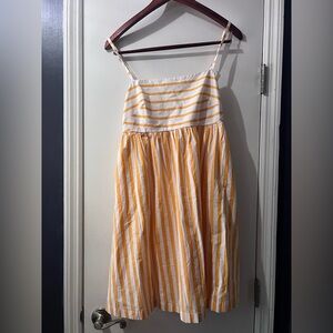 J. Crew Midi Dress in Yellow/Orange and White Stripes
